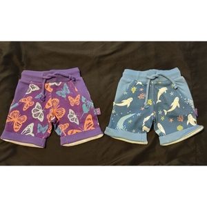 Butterflies & Dolphins Drawstring Cuffed Shorts with Pockets